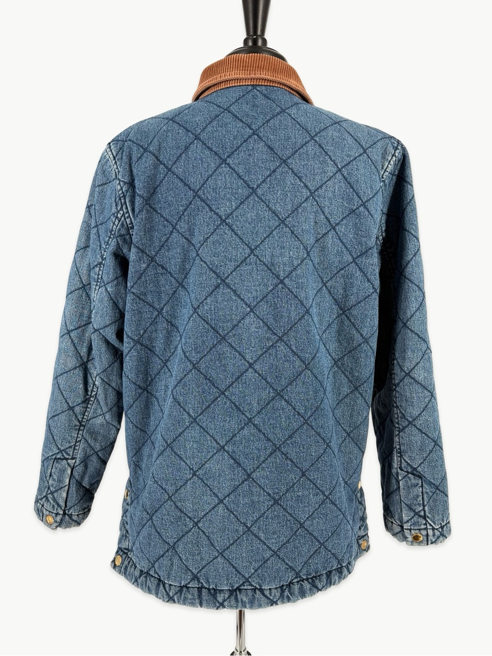 Vintage LRL Ralph Lauren Quilted Denim Chore Barn Jacket Size Small 90s Corduroy - Picture 7 of 16